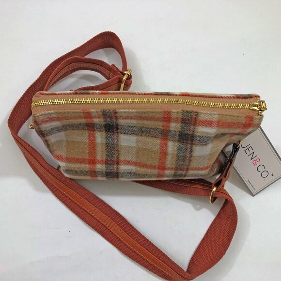 NWT Jen & Co Izzy Crossbody Wristlet Bag Black Cream Plaid 6.5x10x2 inches - Picture 8 of 9